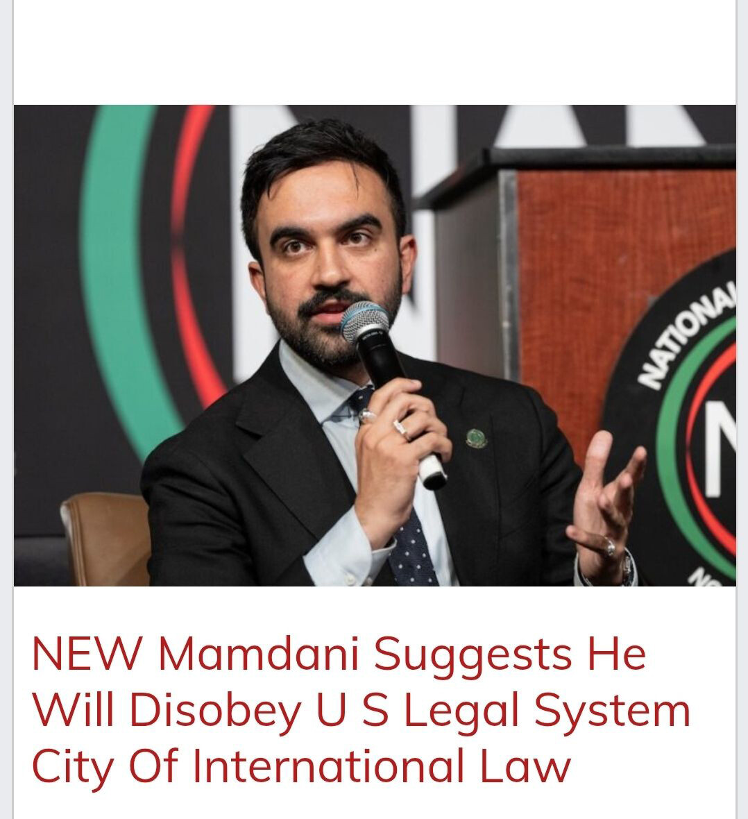 Mamdani Suggests He Will Disobey U.S. Legal System: ‘City Of International Law’
