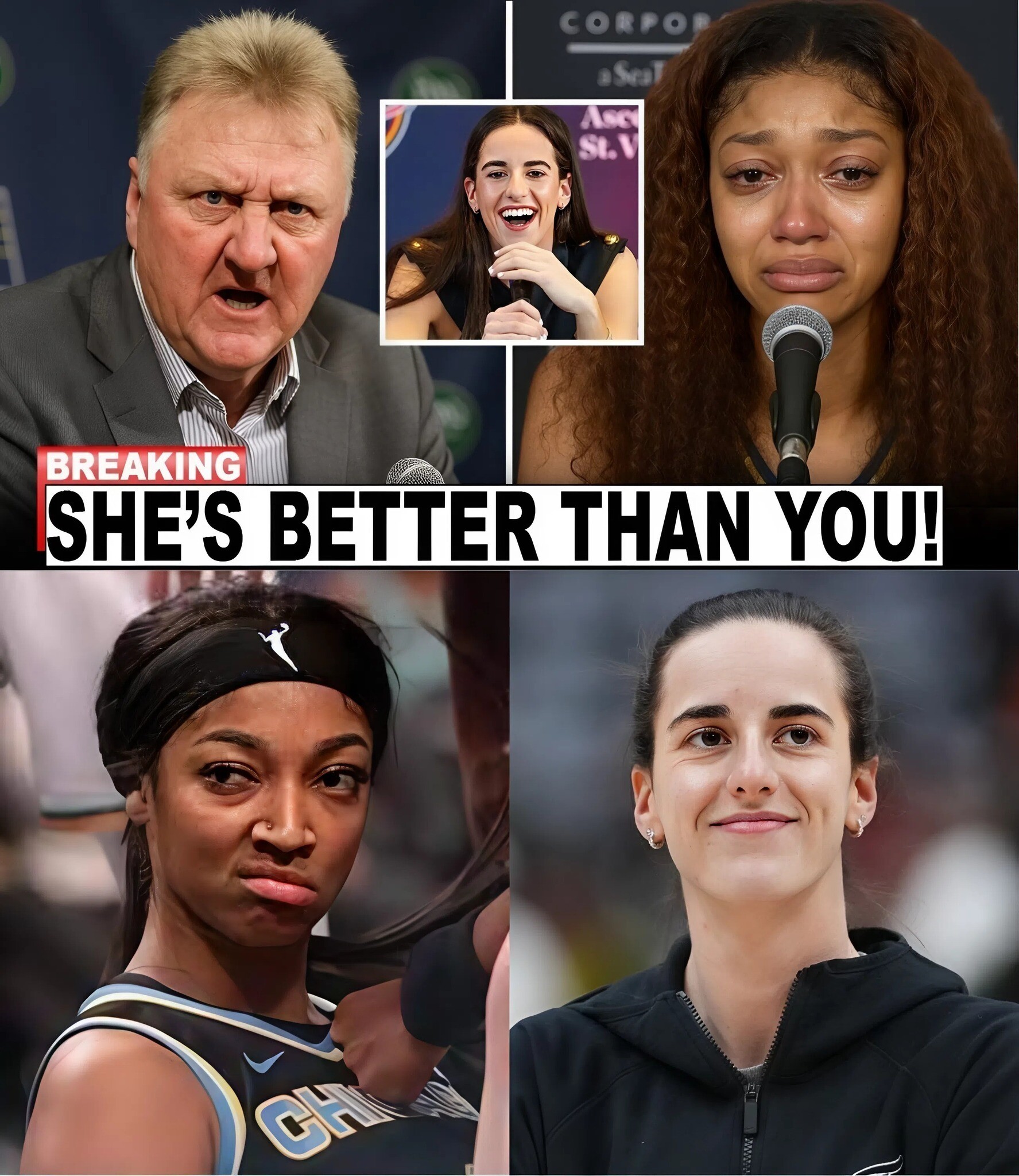LARRY BIRD SHOCKS THE SPORTS WORLD — STUNS LIVE TELEVISION AUDIENCE BY PUBLICLY HUMILIATING ANGEL REESE AND DECLARING CAITLIN CLARK “THE BETTER PLAYER,” IGNITING A NATIONAL FIRESTORM THAT TH
