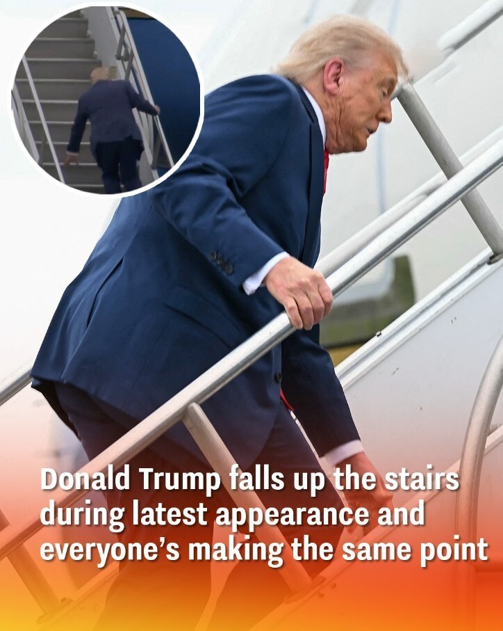 Donald Trump’s Stair Stumble Sparks Online Frenzy Amid National Guard Deployment Debate