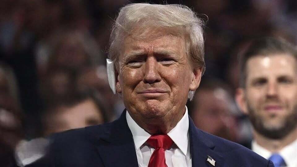 Donald Trump with tears in his eyes make the sad announcement… See more