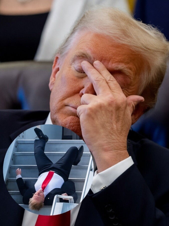 Donald Trump falls on the stairs while boarding Air Force One!