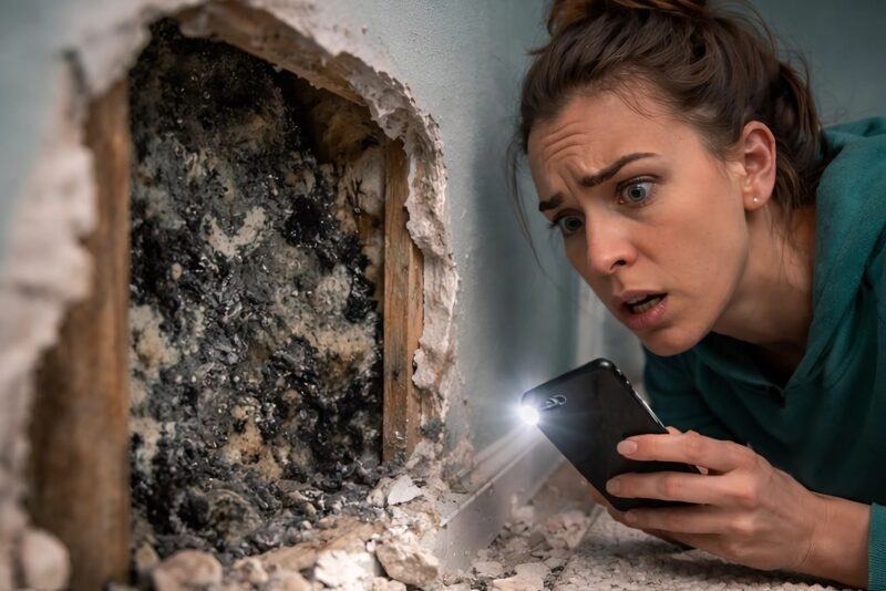 My dog started furiously scratching the wall behind my eight-month-old daughter’s crib: at first we thought she had simply gone crazy, but when we looked inside the wall, we found something 